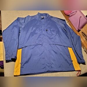 Nike Windbreaker Track Jacket Mens XL Blue Yellow Full Zip Mini Swoosh 90s Nylon